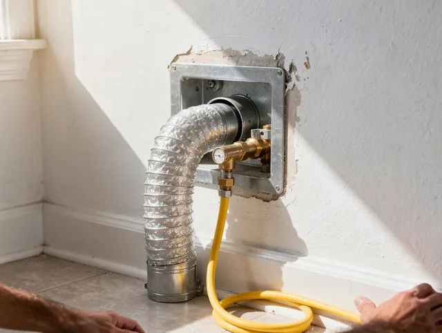 Maple Heights Dryer Vent Cleaning certified technician performing specialized gas dryer vent cleaning in Maple Heights
